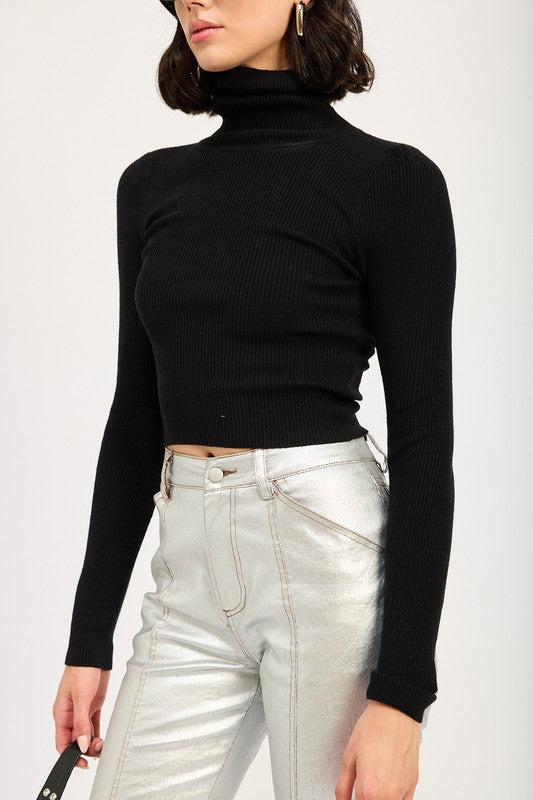 TURTLE NECK LONG SLEEVE TOP-Charmful Clothing Boutique