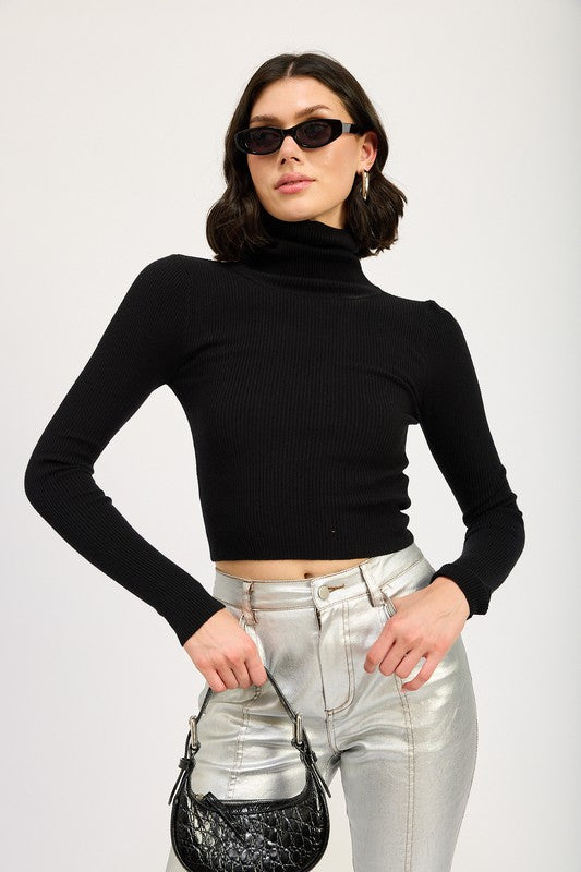 TURTLE NECK LONG SLEEVE TOP-Charmful Clothing Boutique