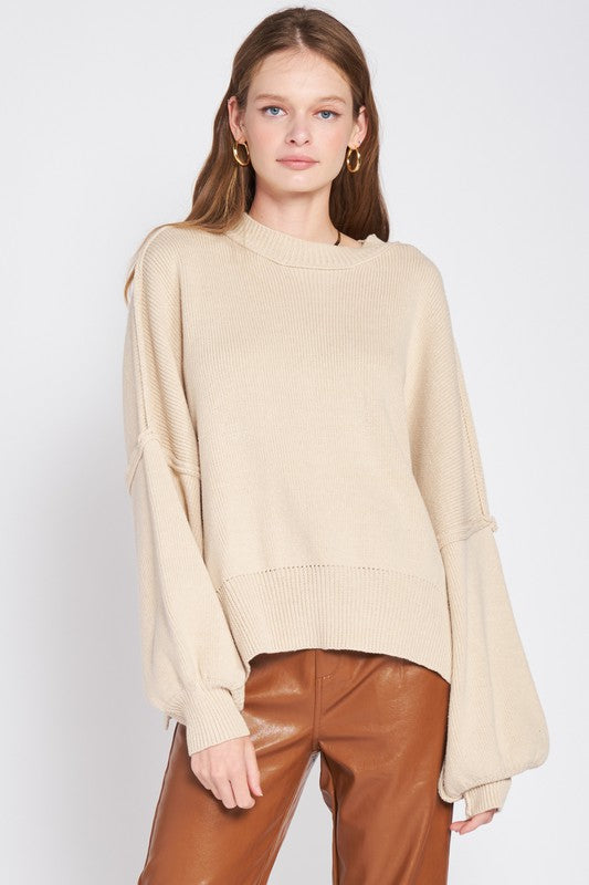 OVER FITTED LONG SLEEVE SWEATER TOP-Charmful Clothing Boutique