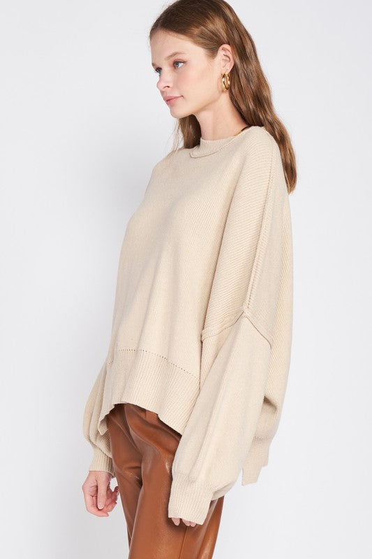 OVER FITTED LONG SLEEVE SWEATER TOP-Charmful Clothing Boutique