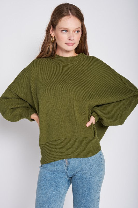 OVER FITTED LONG SLEEVE SWEATER TOP-Charmful Clothing Boutique