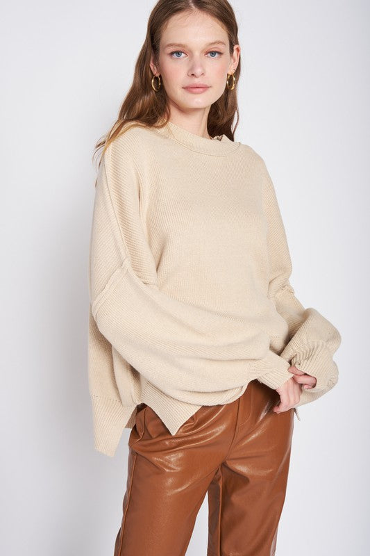 OVER FITTED LONG SLEEVE SWEATER TOP-Charmful Clothing Boutique