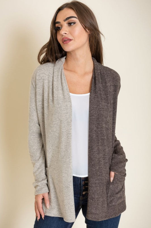 Two Tone Knit Cardigan-Charmful Clothing Boutique