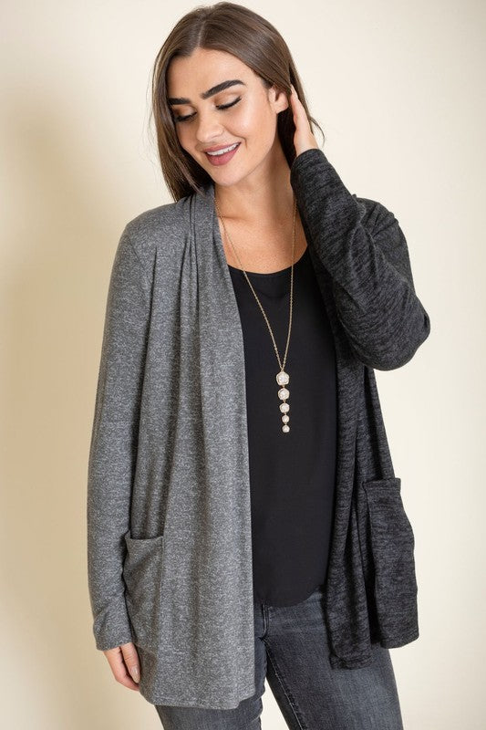 Two Tone Knit Cardigan-Charmful Clothing Boutique