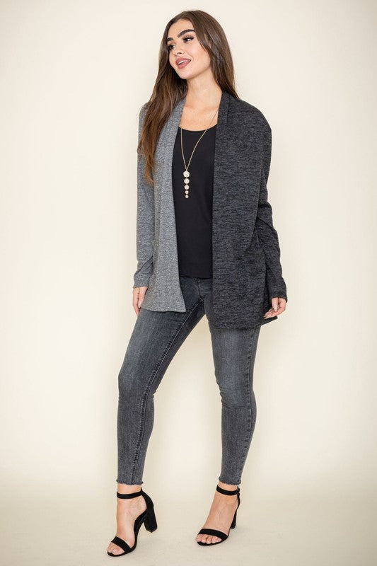 Two Tone Knit Cardigan-Charmful Clothing Boutique