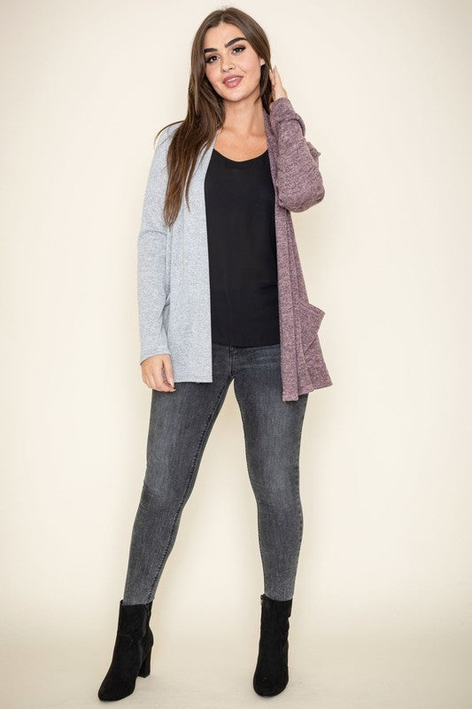 Two Tone Knit Cardigan-Charmful Clothing Boutique