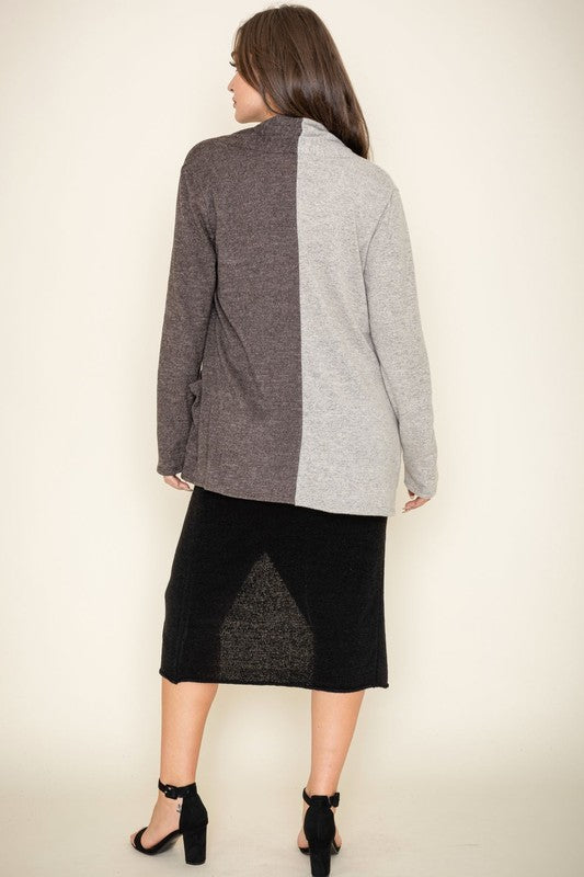 Two Tone Knit Cardigan-Charmful Clothing Boutique