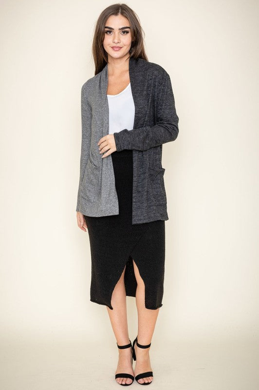 Two Tone Knit Cardigan-Charmful Clothing Boutique