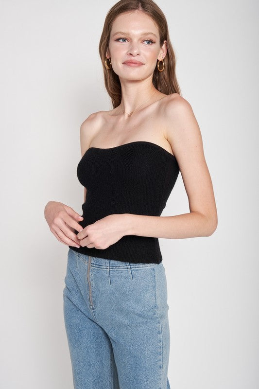 FUZZY SWATER TUBE TOP-Charmful Clothing Boutique