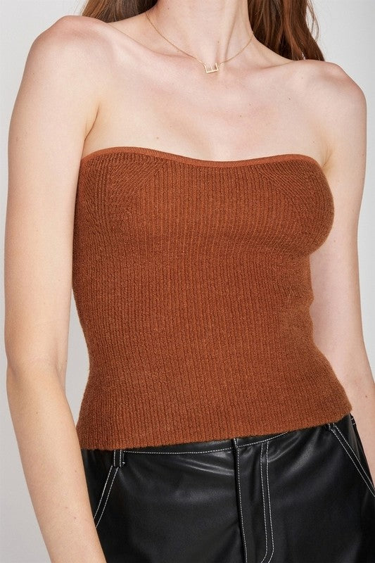 FUZZY SWATER TUBE TOP-Charmful Clothing Boutique