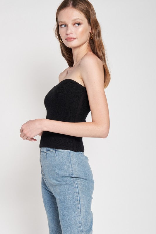 FUZZY SWATER TUBE TOP-Charmful Clothing Boutique