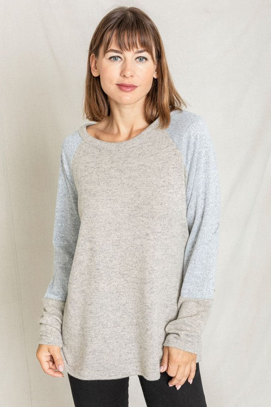 Solid Two Tone Raglan Tunic-Charmful Clothing Boutique