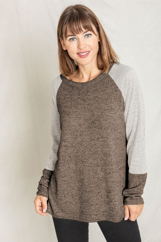 Solid Two Tone Raglan Tunic-Charmful Clothing Boutique