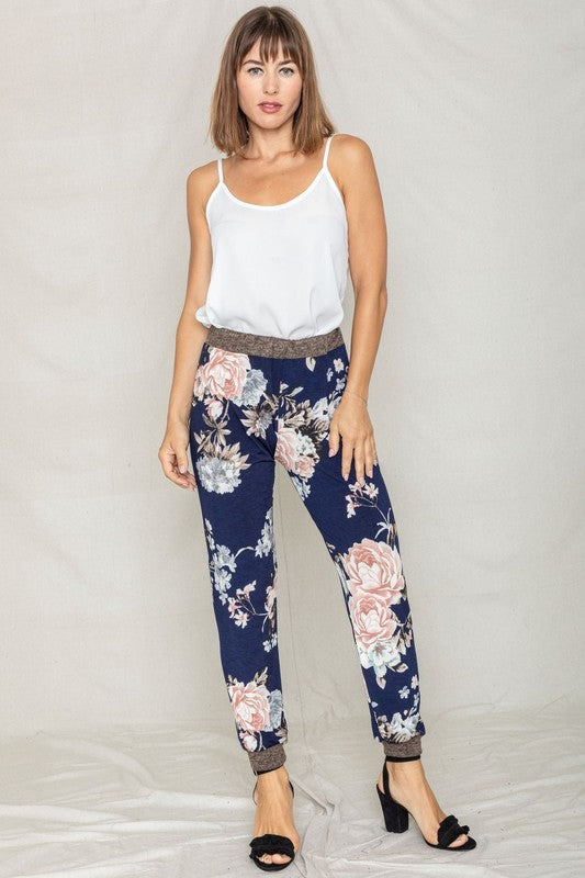 Rose Print  Jogger-Charmful Clothing Boutique