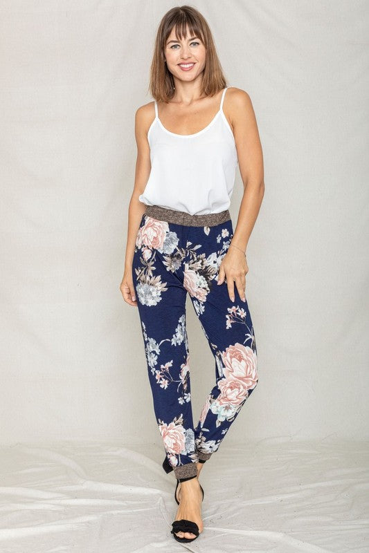 Rose Print  Jogger-Charmful Clothing Boutique