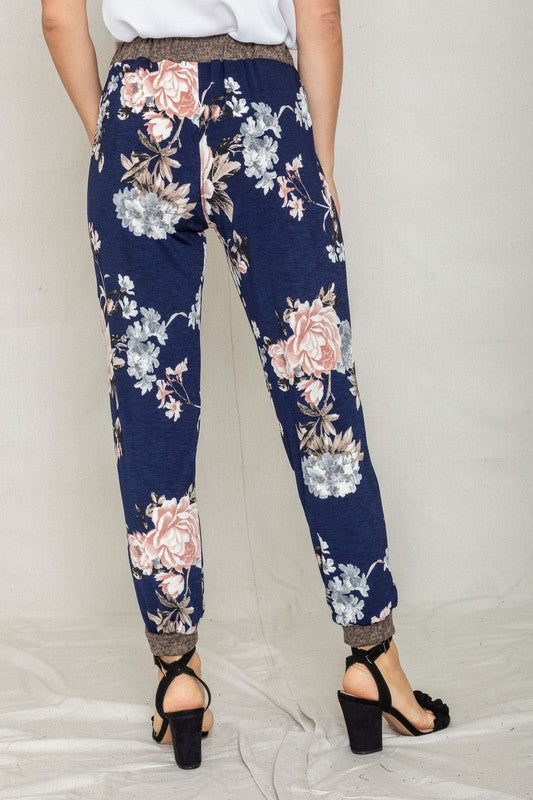 Rose Print  Jogger-Charmful Clothing Boutique