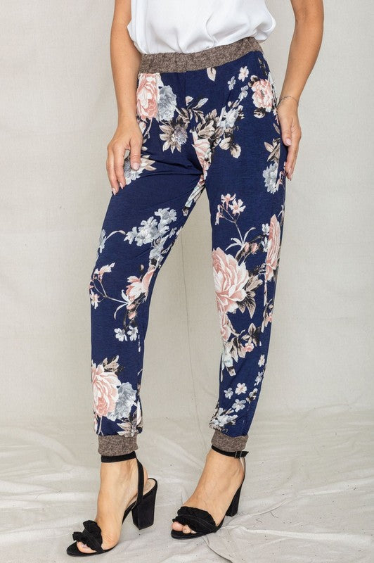 Rose Print  Jogger-Charmful Clothing Boutique