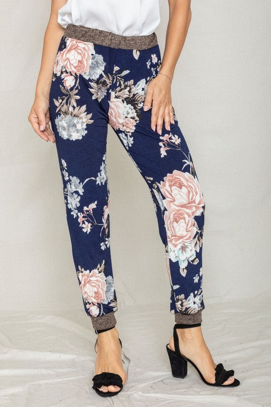 Rose Print  Jogger-Charmful Clothing Boutique