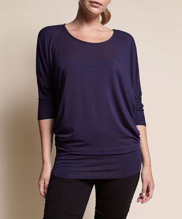 BAMBOO SIDE ROUCH DOLMAN TOP-Charmful Clothing Boutique