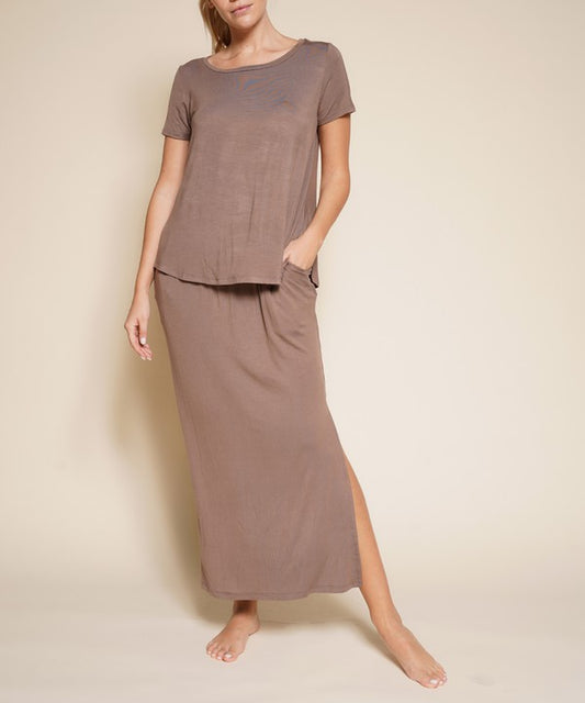 BAMBOO CASUAL LONG SKIRT WITH POCKETS-Charmful Clothing Boutique