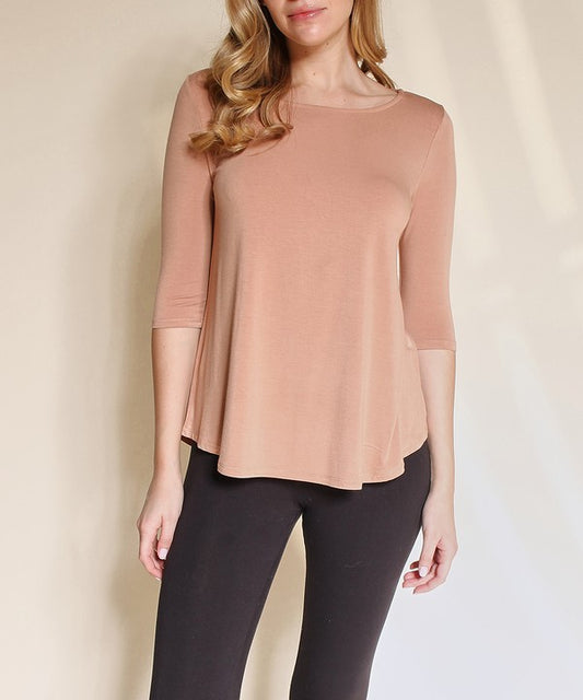 BAMBOO BOATNECK ELBOW SLEEVE-Charmful Clothing Boutique