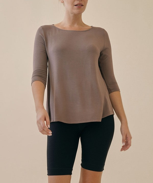 BAMBOO BOATNECK ELBOW SLEEVE-Charmful Clothing Boutique