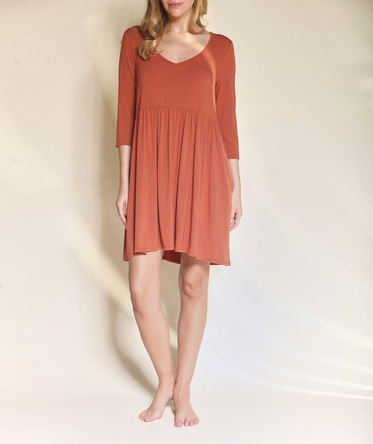 Bamboo loose fit babydoll dress-Charmful Clothing Boutique