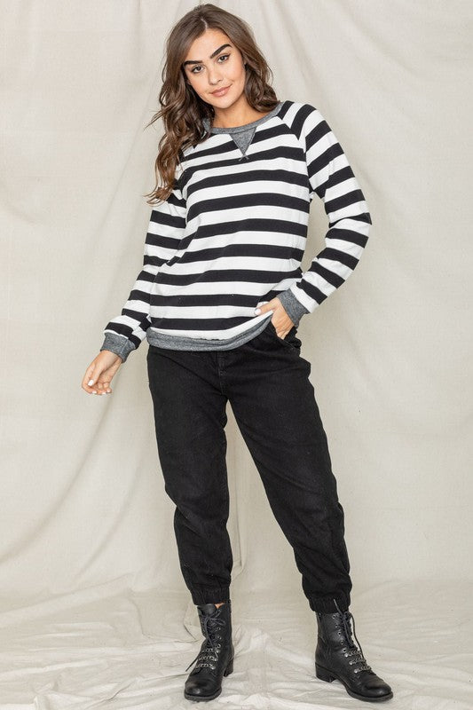 Stripe V- Stich Tunic-Charmful Clothing Boutique