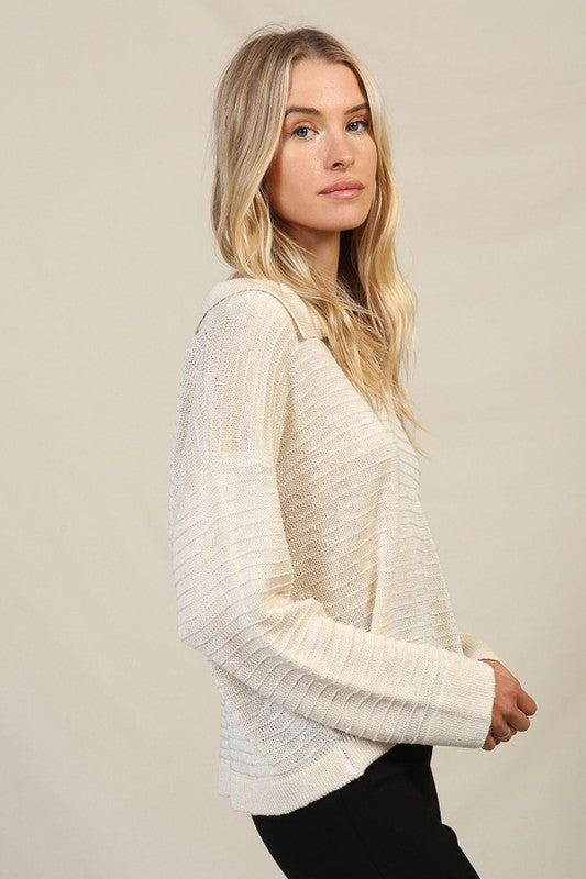 Collared Shirt Sweater-Charmful Clothing Boutique