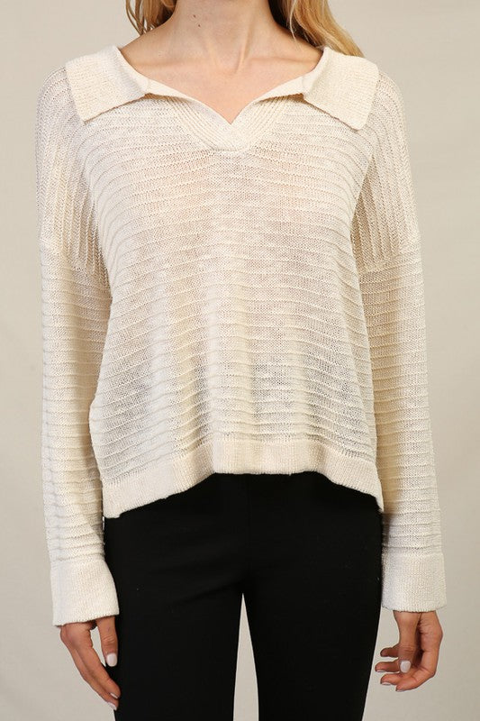 Collared Shirt Sweater-Charmful Clothing Boutique