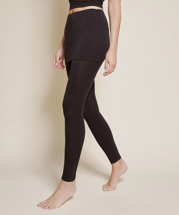 BAMBOO PRE WASHED One Piece Skirted Legging-Charmful Clothing Boutique