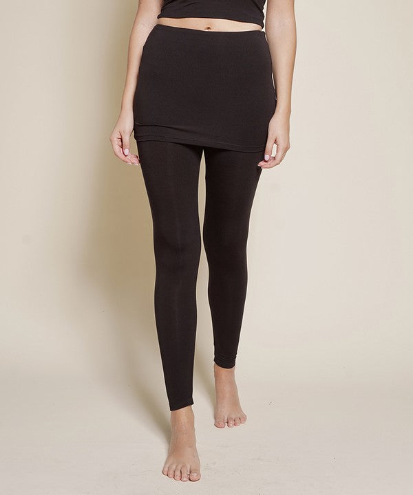 BAMBOO PRE WASHED One Piece Skirted Legging-Charmful Clothing Boutique