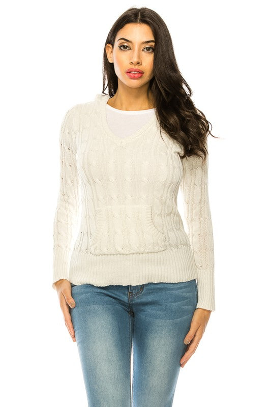 Knit hoodie sweater-Charmful Clothing Boutique