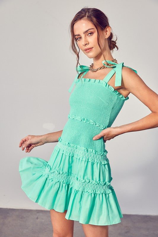 Smocked Tiered Dress-Charmful Clothing Boutique