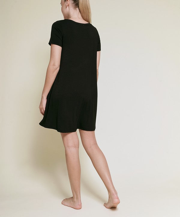 BAMBOO SHORT SLEEVE DRESS-Charmful Clothing Boutique