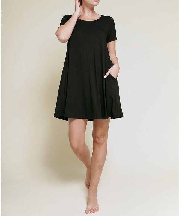 BAMBOO SHORT SLEEVE DRESS-Charmful Clothing Boutique