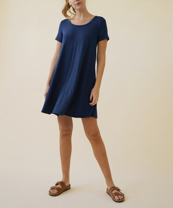 BAMBOO SHORT SLEEVE DRESS-Charmful Clothing Boutique