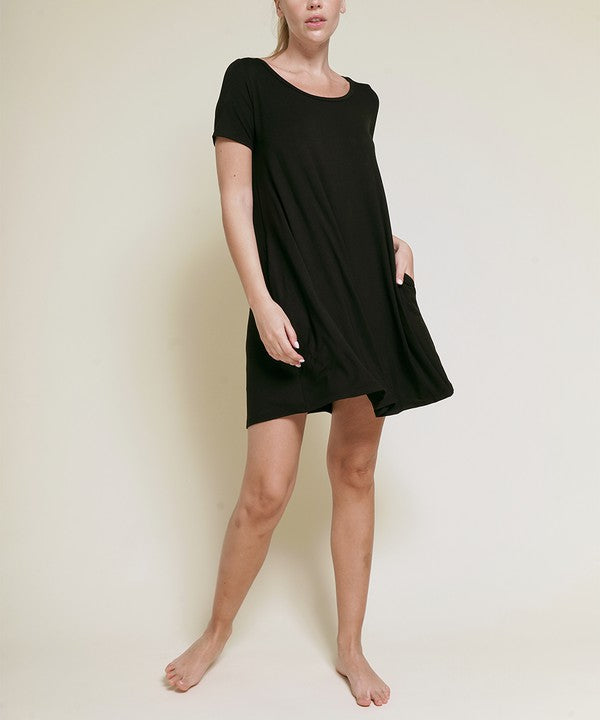 BAMBOO SHORT SLEEVE DRESS-Charmful Clothing Boutique