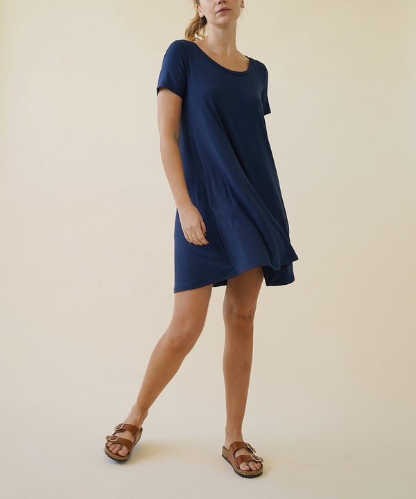 BAMBOO SHORT SLEEVE DRESS-Charmful Clothing Boutique