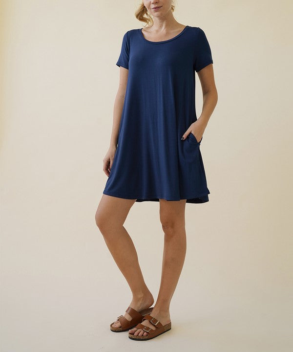 BAMBOO SHORT SLEEVE DRESS-Charmful Clothing Boutique