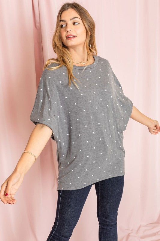 Polka Dot Dolman Tunic-Charmful Clothing Boutique