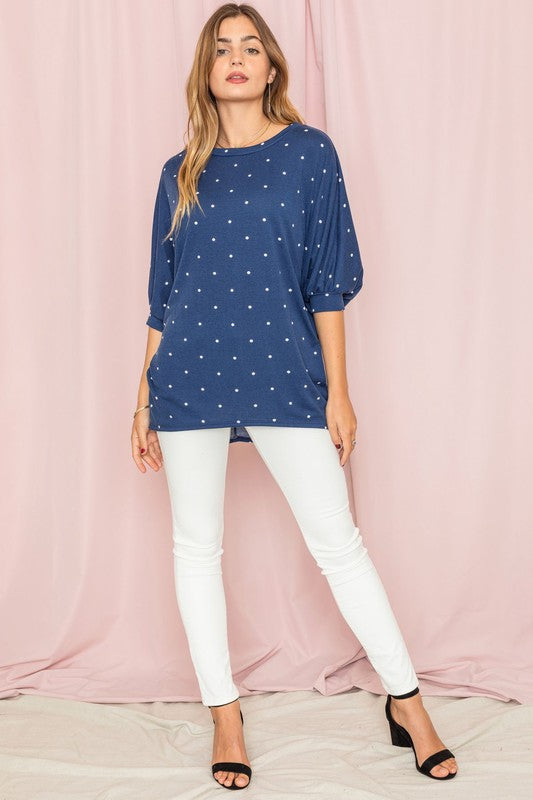 Polka Dot Dolman Tunic-Charmful Clothing Boutique