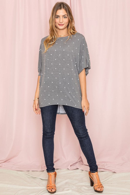 Polka Dot Dolman Tunic-Charmful Clothing Boutique