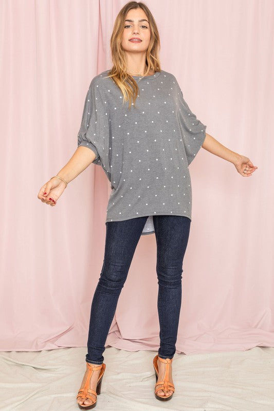 Polka Dot Dolman Tunic-Charmful Clothing Boutique