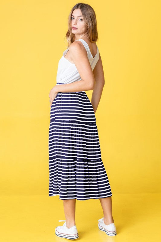 Stripe Maxi Skirt-Charmful Clothing Boutique