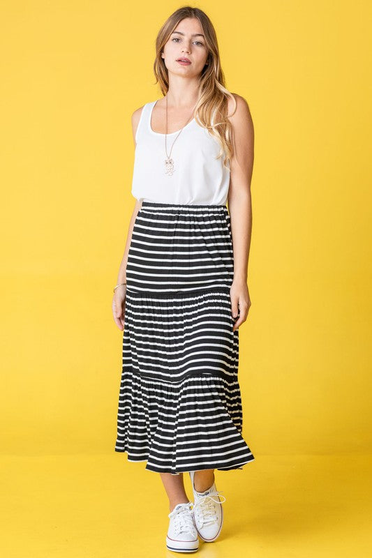 Stripe Maxi Skirt-Charmful Clothing Boutique