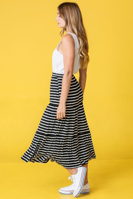 Stripe Maxi Skirt-Charmful Clothing Boutique