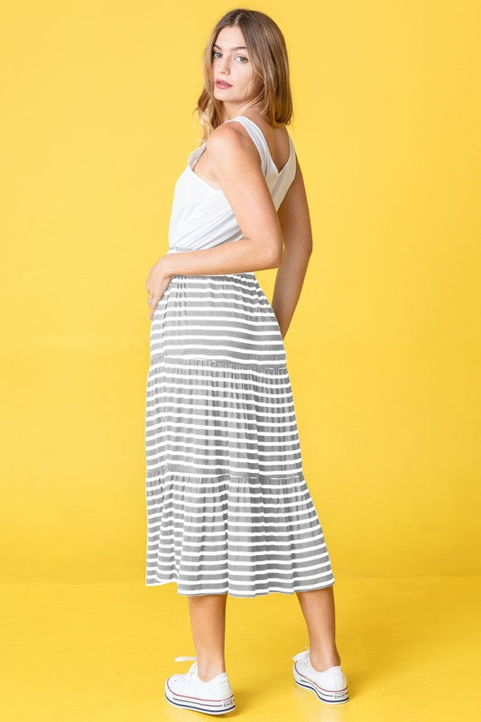 Stripe Maxi Skirt-Charmful Clothing Boutique