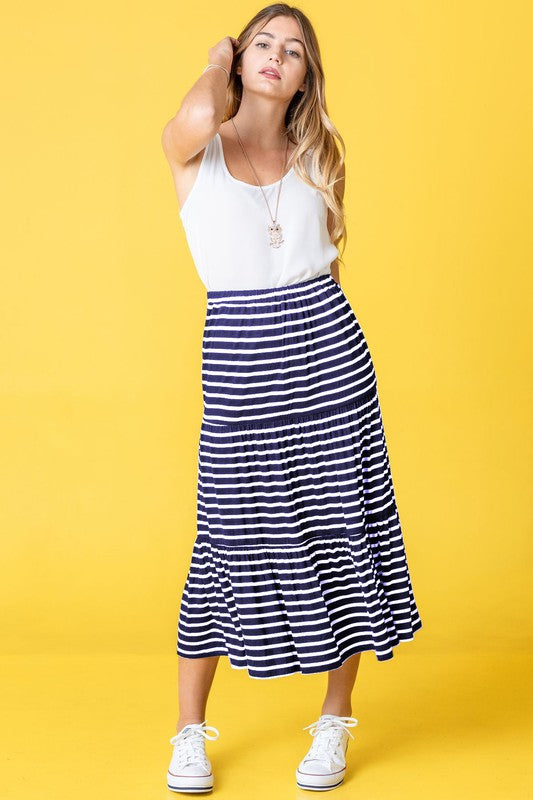 Stripe Maxi Skirt-Charmful Clothing Boutique