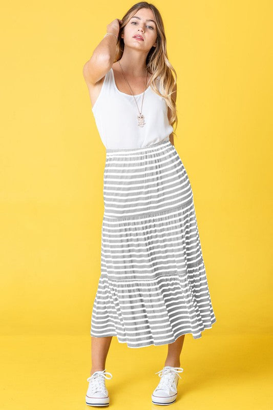 Stripe Maxi Skirt-Charmful Clothing Boutique